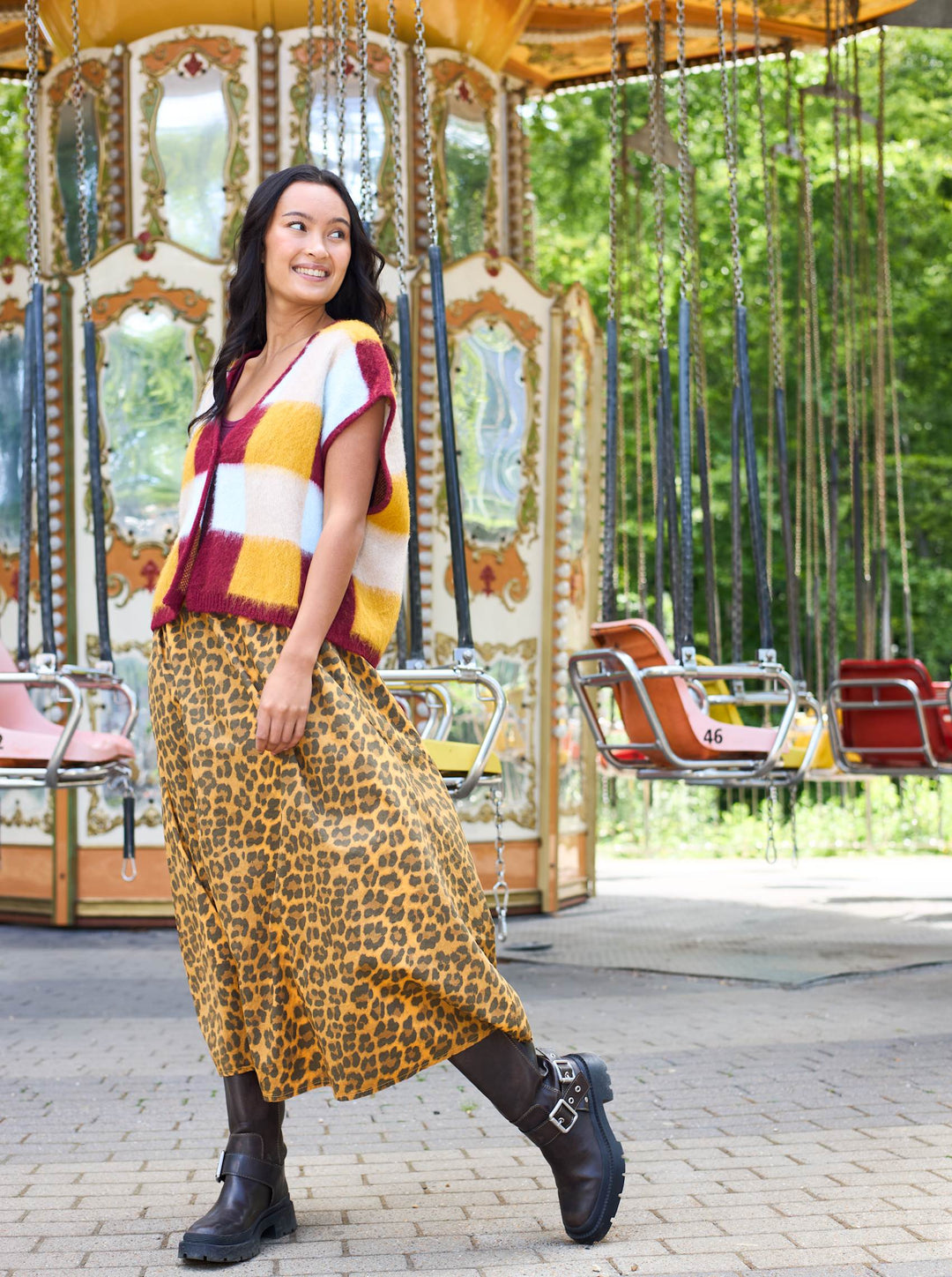 Black Colour - Abbie Skirt - Mustard Leo