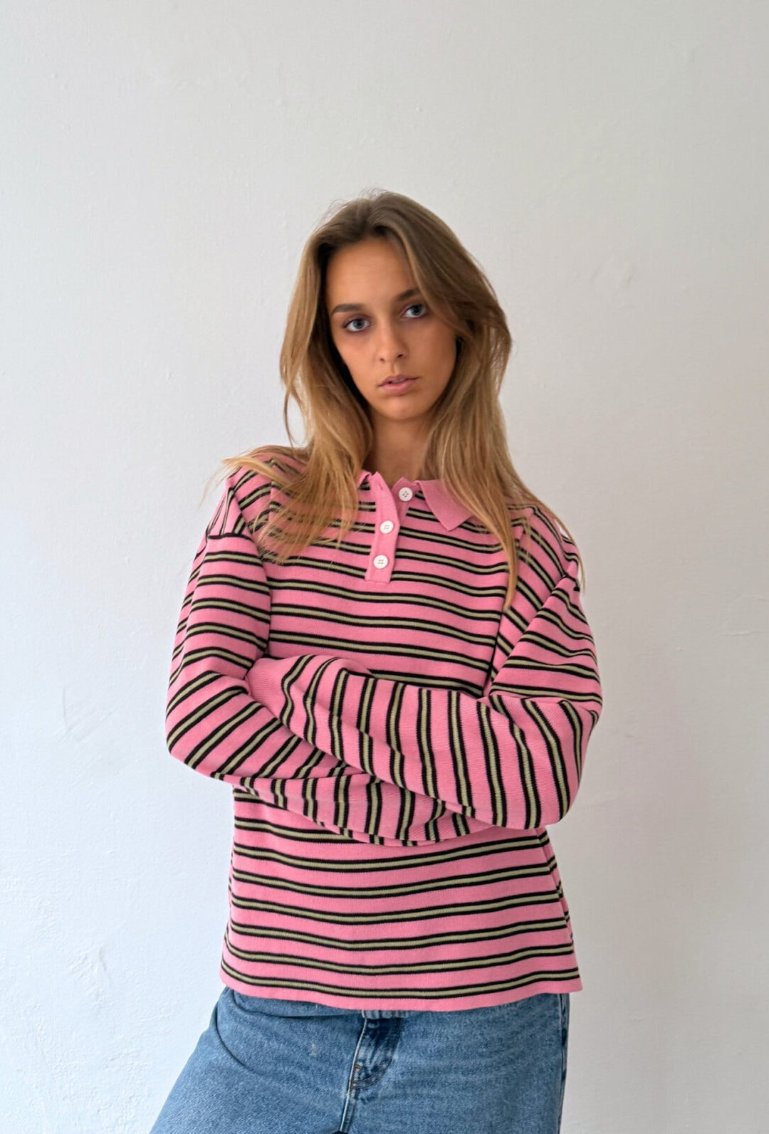 Boii - Adanne Polo Knit - Stripe Bordeaux/Pink - Onesize