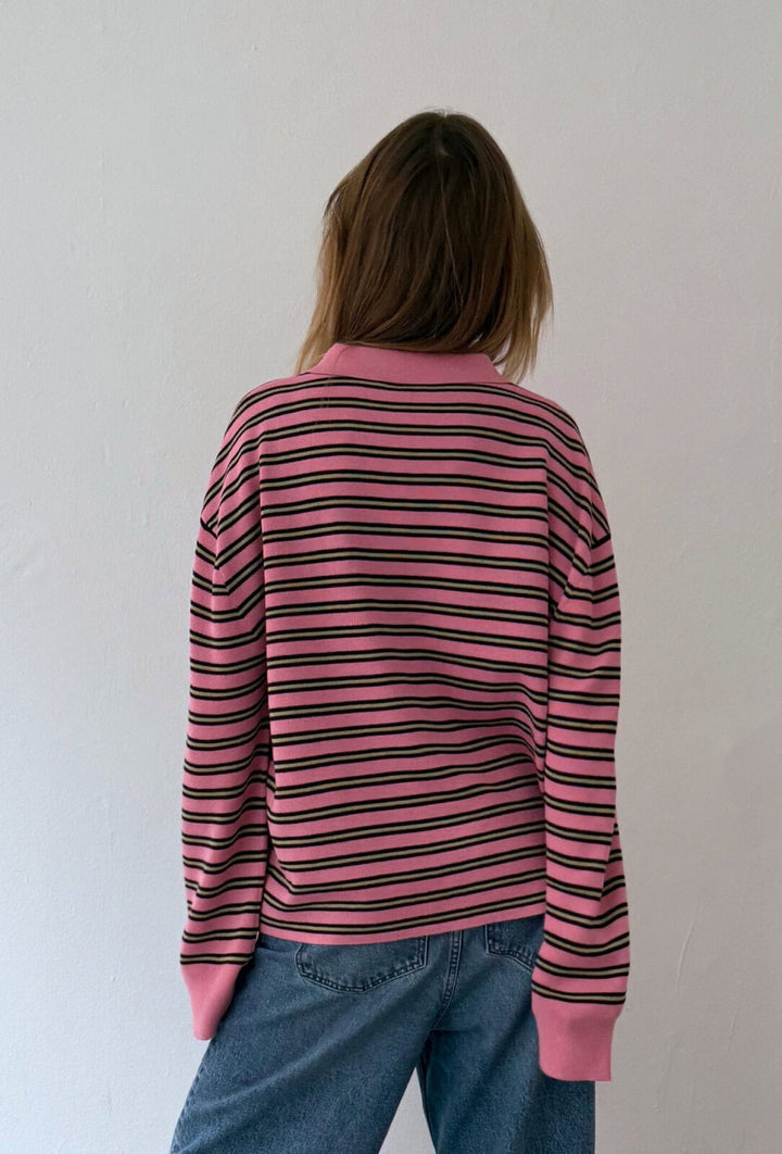 Boii - Adanne Polo Knit - Stripe Bordeaux/Pink - Onesize