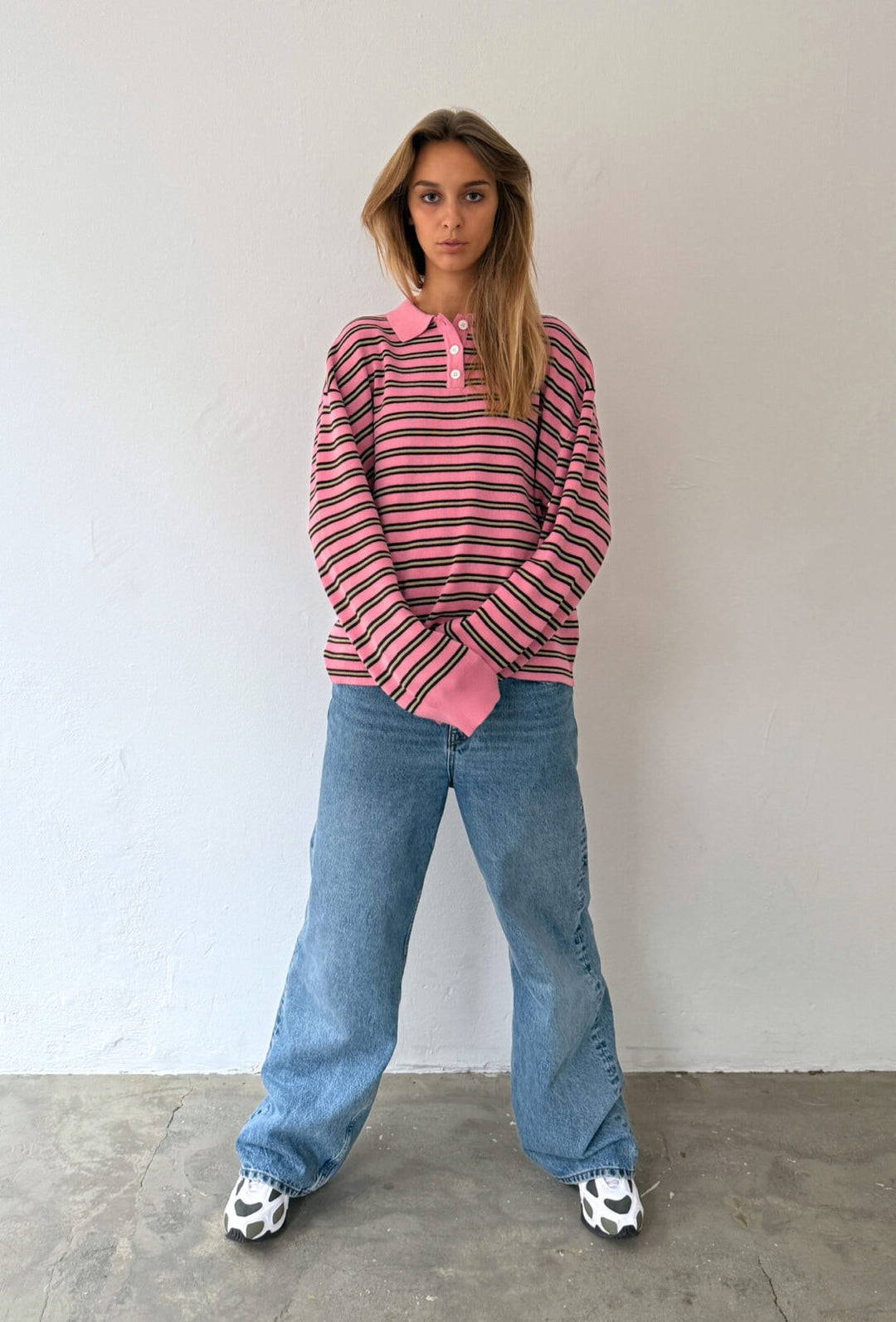 Boii - Adanne Polo Knit - Stripe Bordeaux/Pink - Onesize