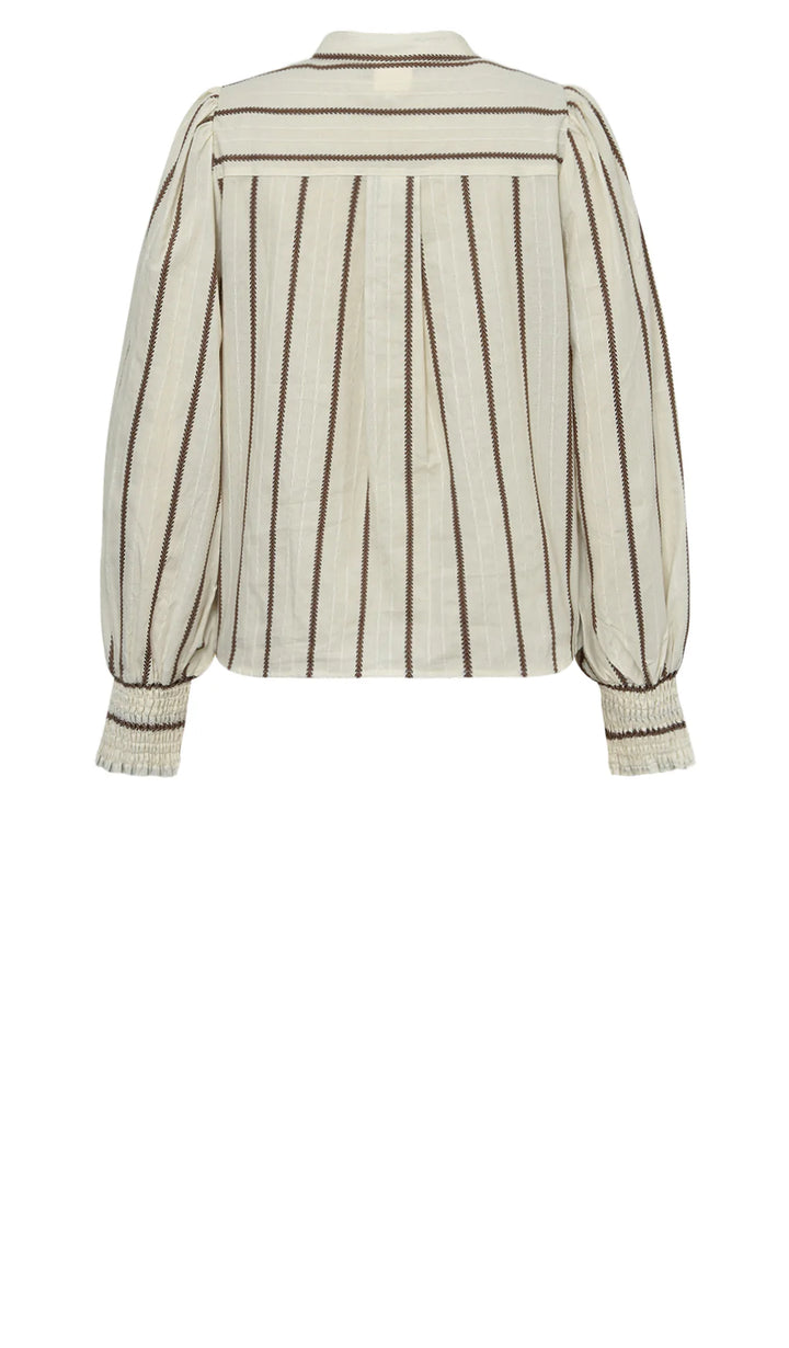 Gossia - Annemai Jo Blouse - Off White/Brown Stripes