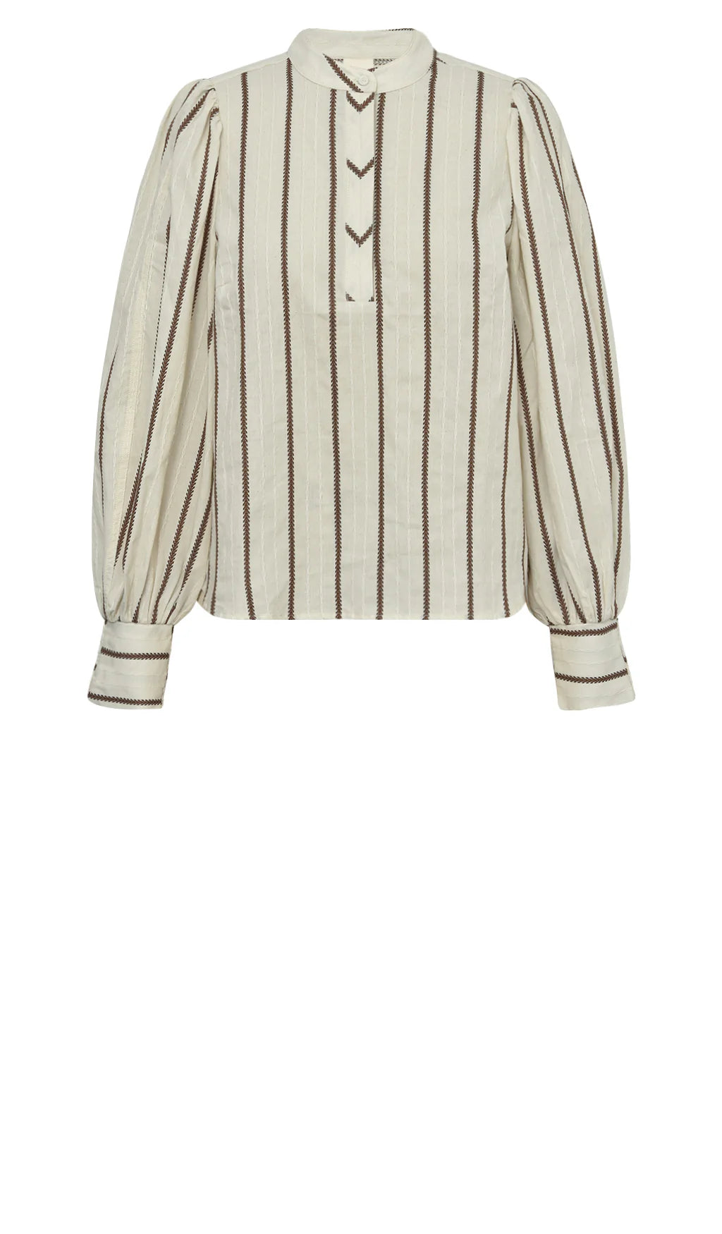 Gossia - Annemai Jo Blouse - Off White/Brown Stripes
