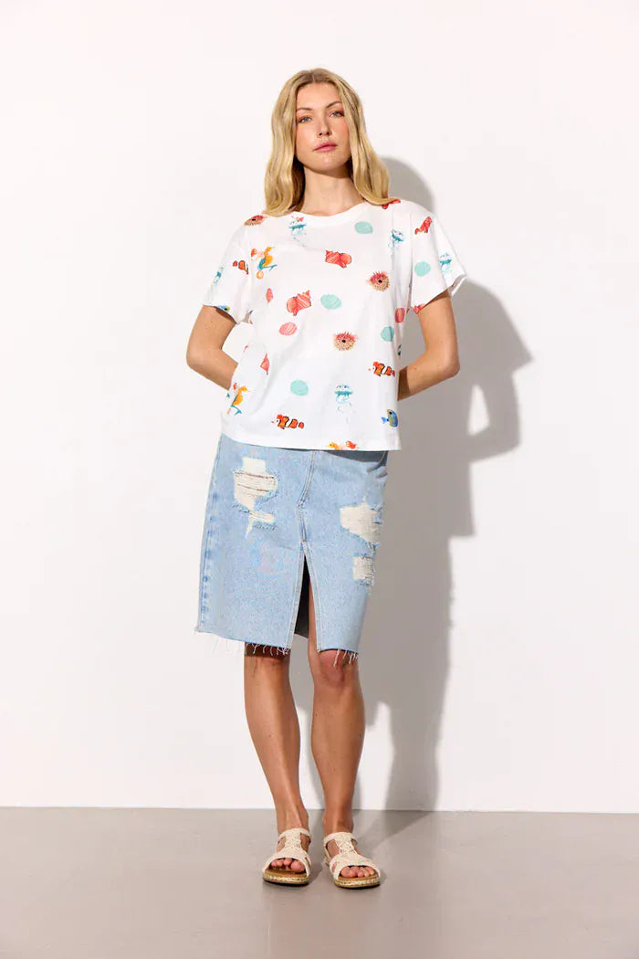 Hunkøn - Azura t-shirt - White Ocean