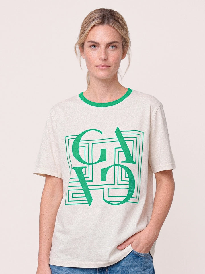 Gossia Bas Tee - Cream Diamond Green