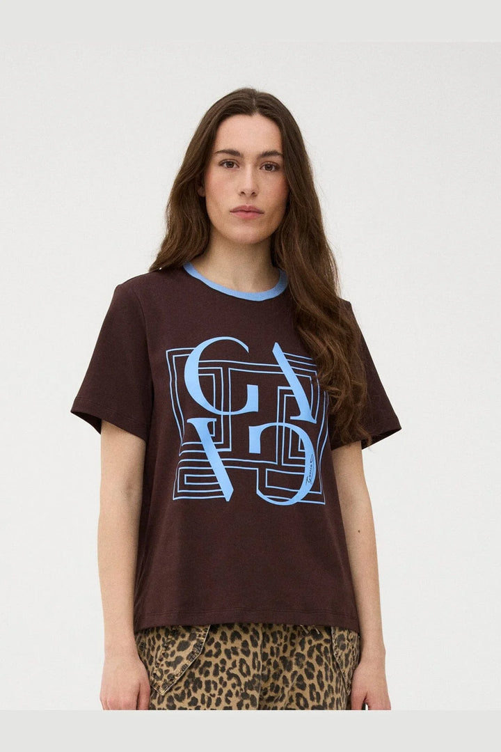 Gossia - BasGo Tee - Chocolate/Blue Print