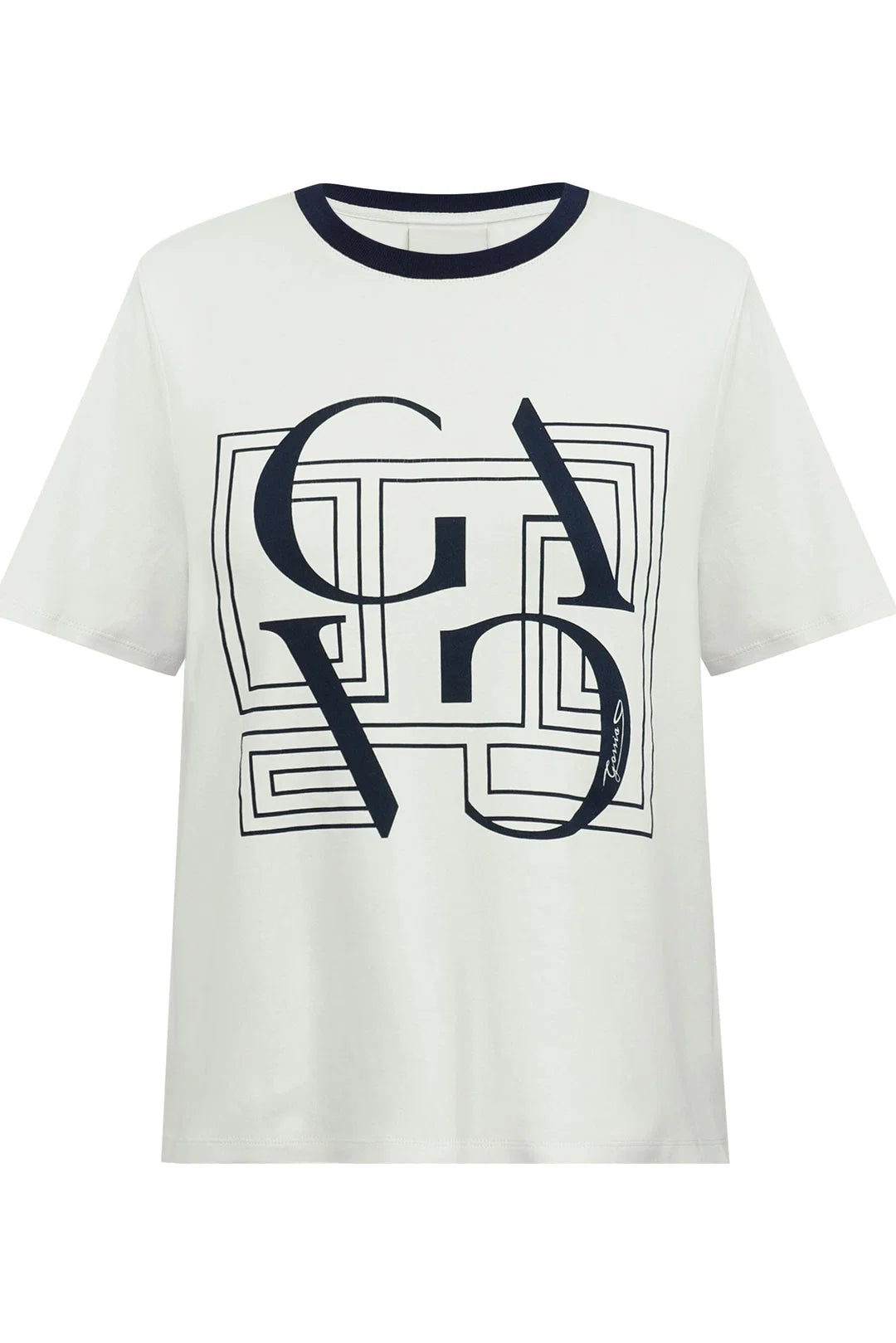 Gossia - BasGo Tee - Off-White/Navy Print