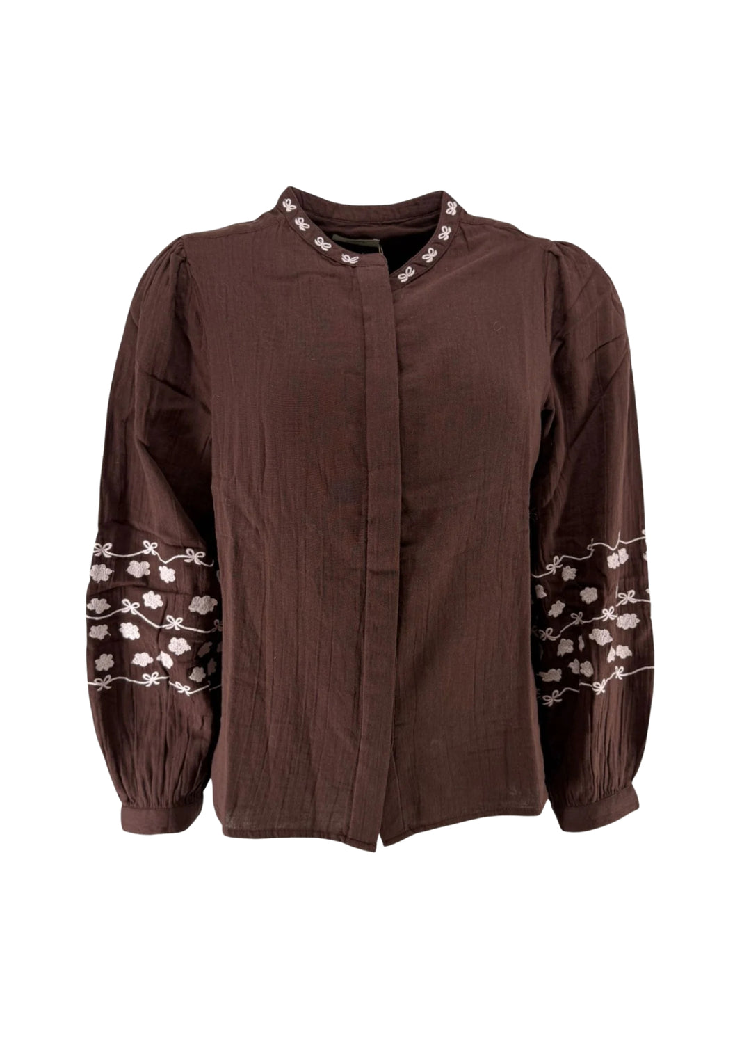 Wauw - Baggu Skjorte - Chocolate Brown White Rose