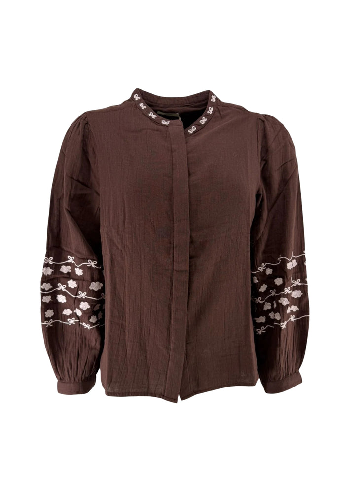 Wauw - Baggu Skjorte - Chocolate Brown White Rose