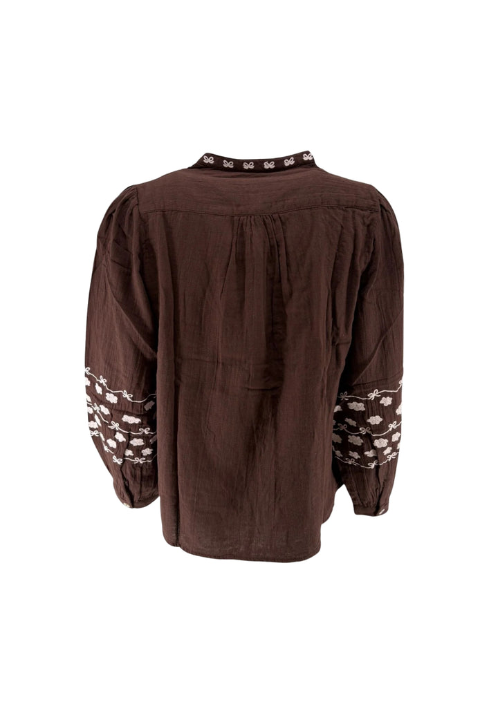 Wauw - Baggu Skjorte - Chocolate Brown White Rose