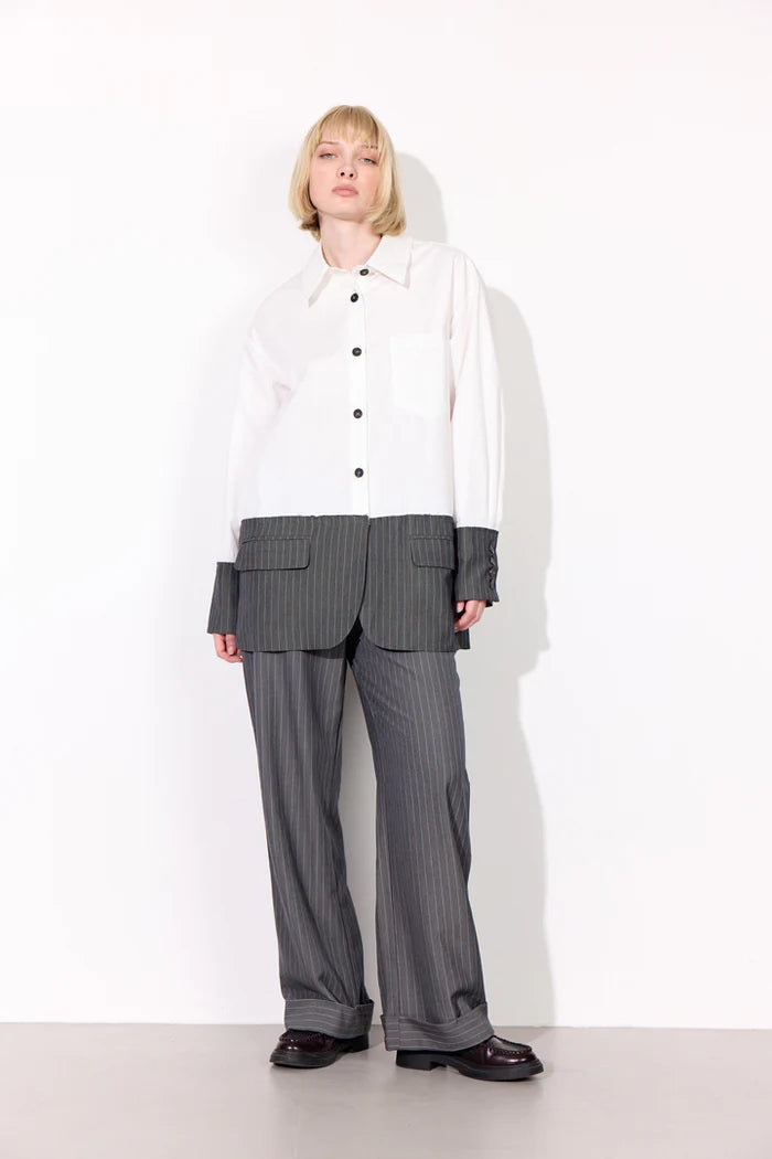 Hunkøn - Billie Skjorte - White &amp; Grey