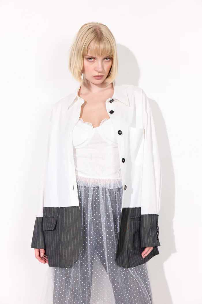 Hunkøn - Billie Skjorte - White &amp; Grey