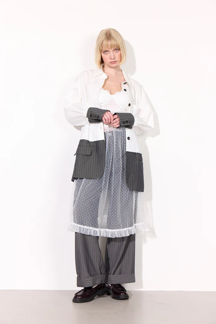 Hunkøn - Billie Skjorte - White &amp; Grey
