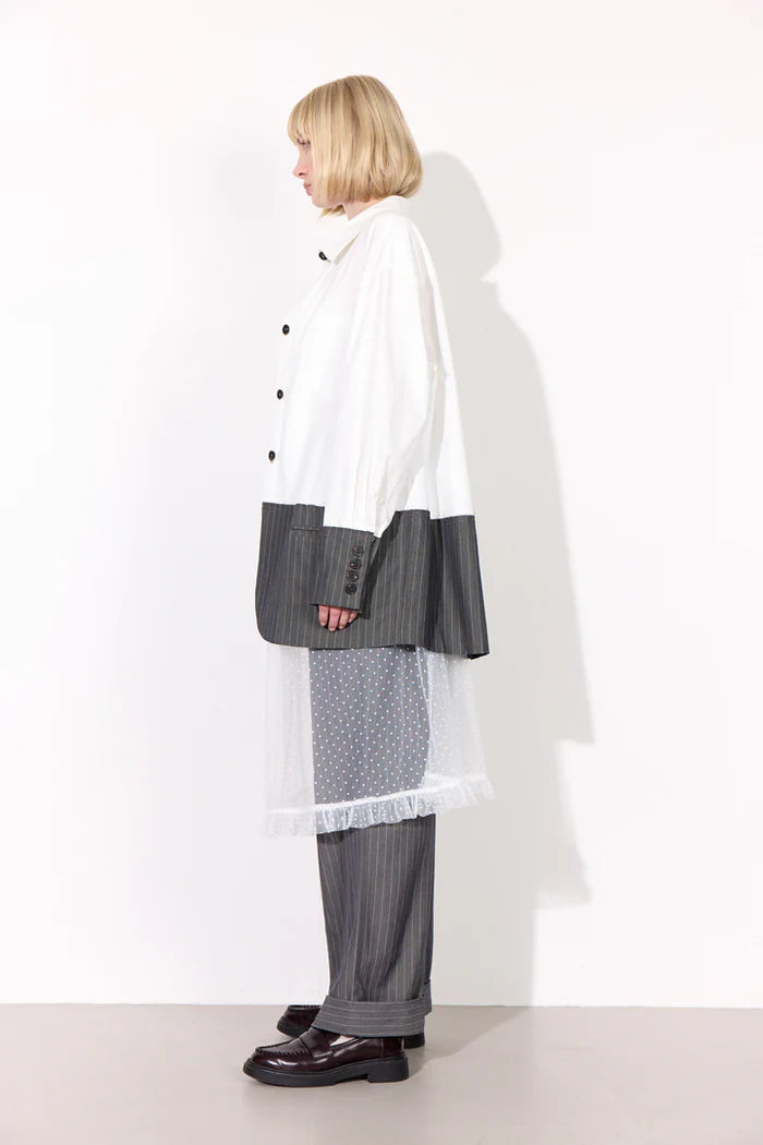Hunkøn - Billie Skjorte - White &amp; Grey