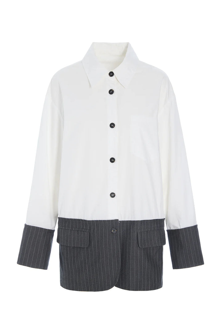 Hunkøn - Billie Skjorte - White &amp; Grey
