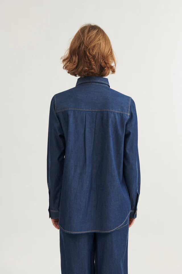 Basic Apparel - Bine LS Skjorte - Mid Blue