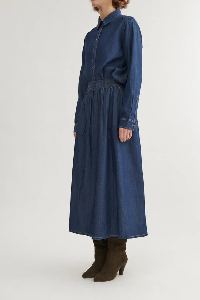 Basic Apparel - Bine Long Skirt - Mid Blue