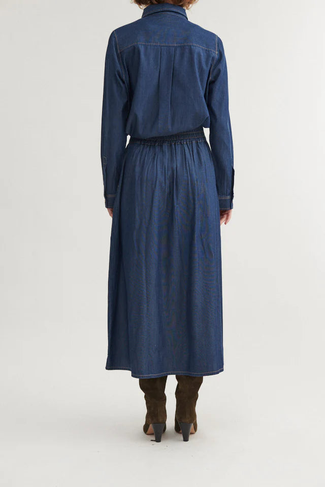 Basic Apparel - Bine Long Skirt - Mid Blue