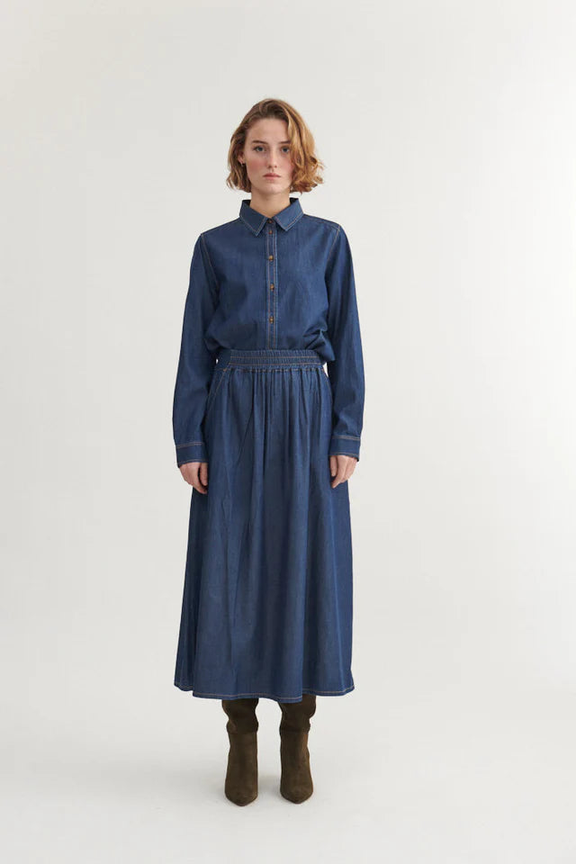Basic Apparel - Bine Long Skirt - Mid Blue