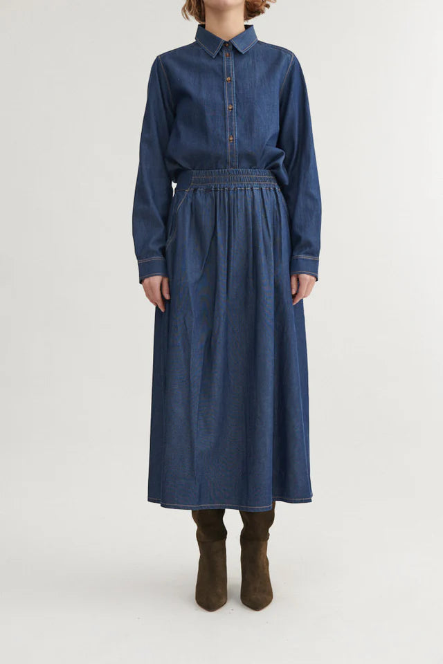 Basic Apparel - Bine Long Skirt - Mid Blue