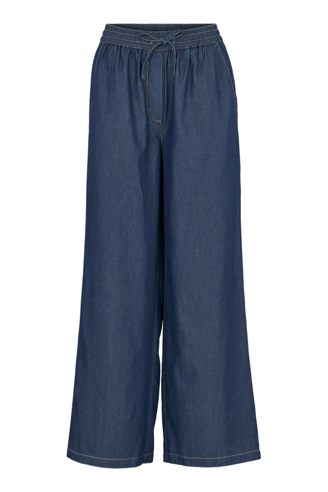Basic Apparel - Bine Wide Pants - Mid Blue