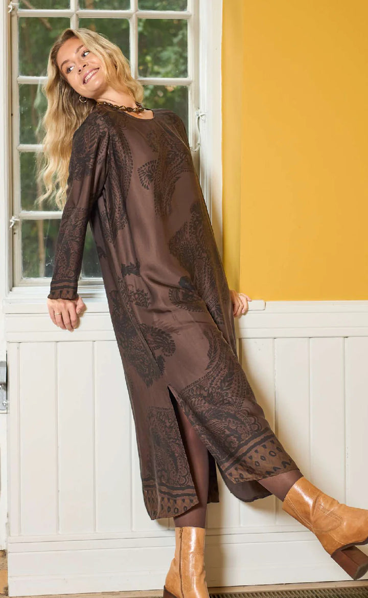 Black Colour - Jasmine Long Dress - Coffee