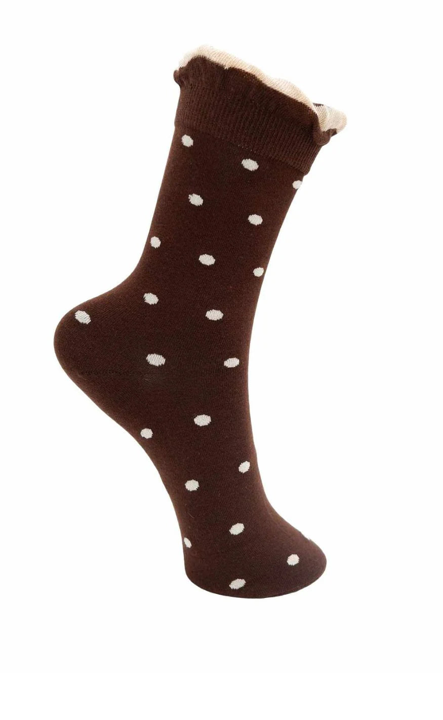 Black Colour - Lumina Strømper - Coffee w. Dots - Onesize