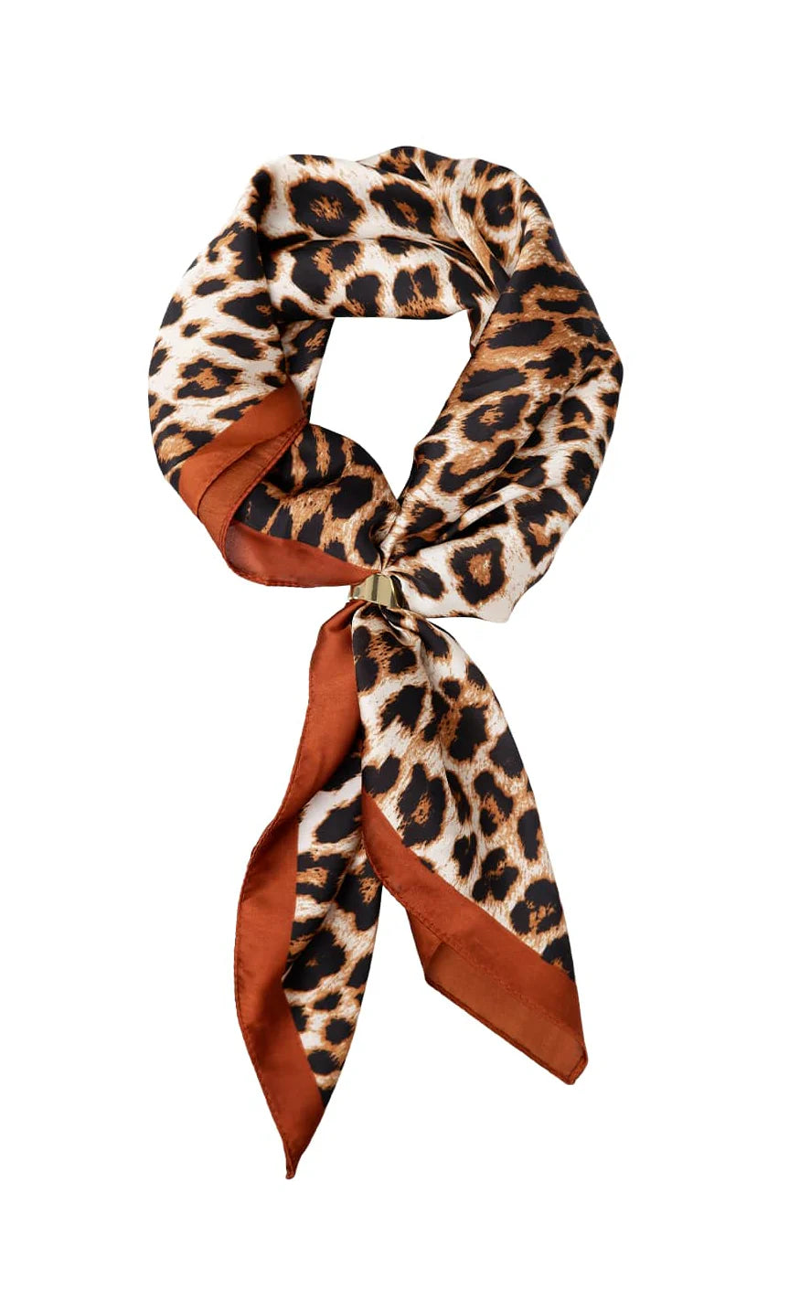 Black Colour - Nira Mini Scarf with Gold Ring - Leo - Onesize