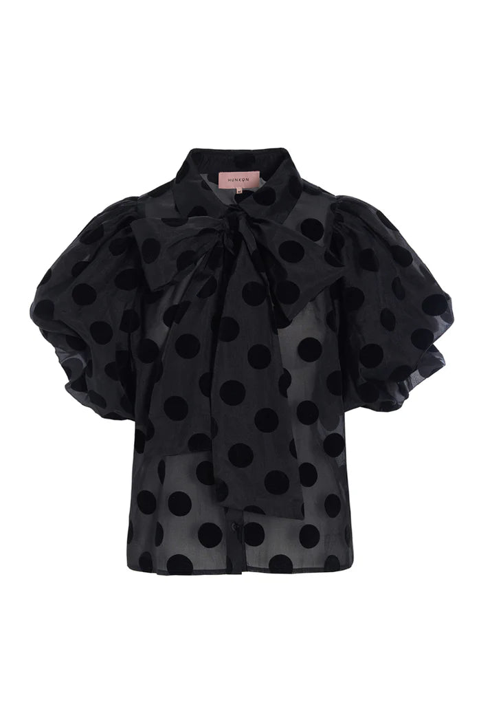 Hunkøn - Bobby Blouse - Black w/dots