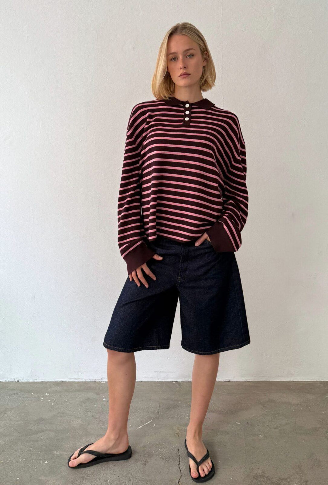 Boii - Adanne Polo - Stripe Bordeaux / Pink - Onesize