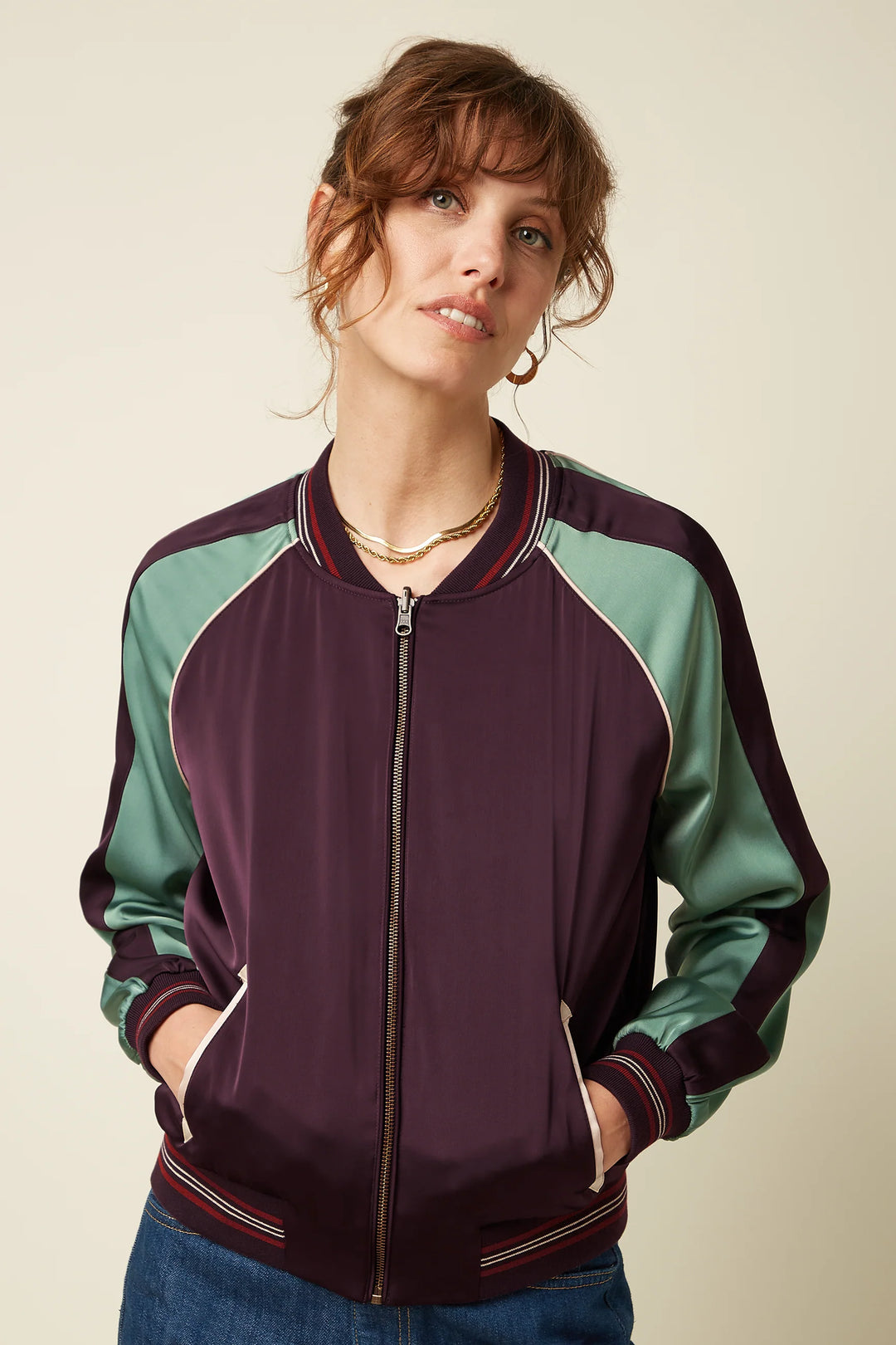 King Louie - Bomber Jakke Dusk Satin - Grape Red