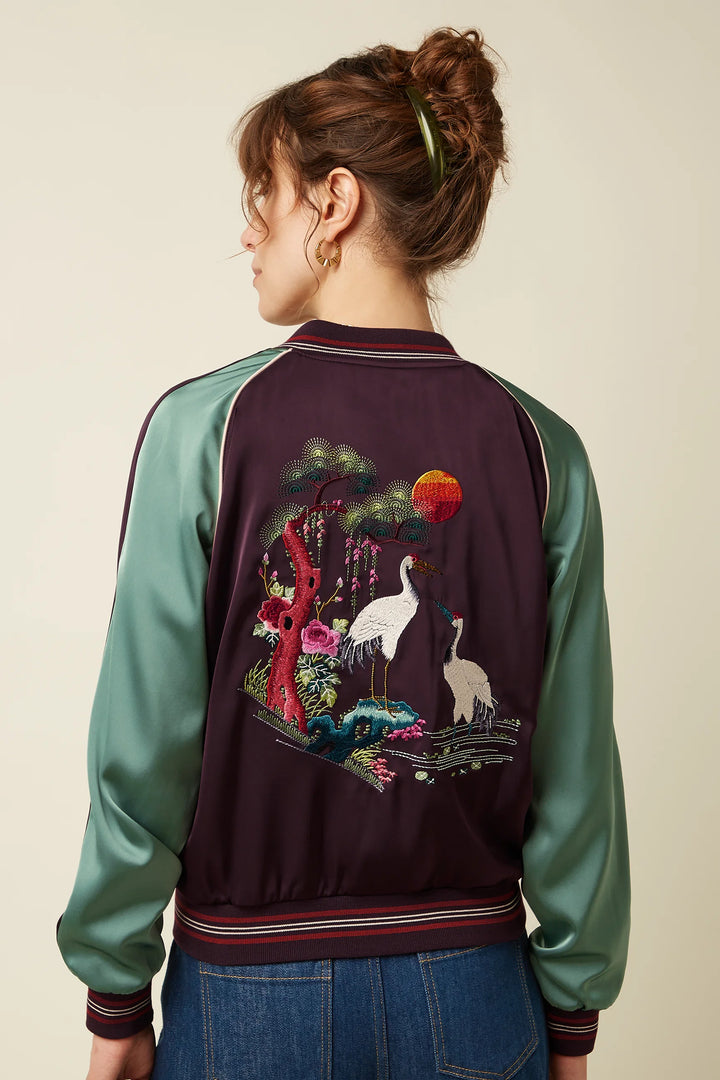 King Louie - Bomber Jakke Dusk Satin - Grape Red