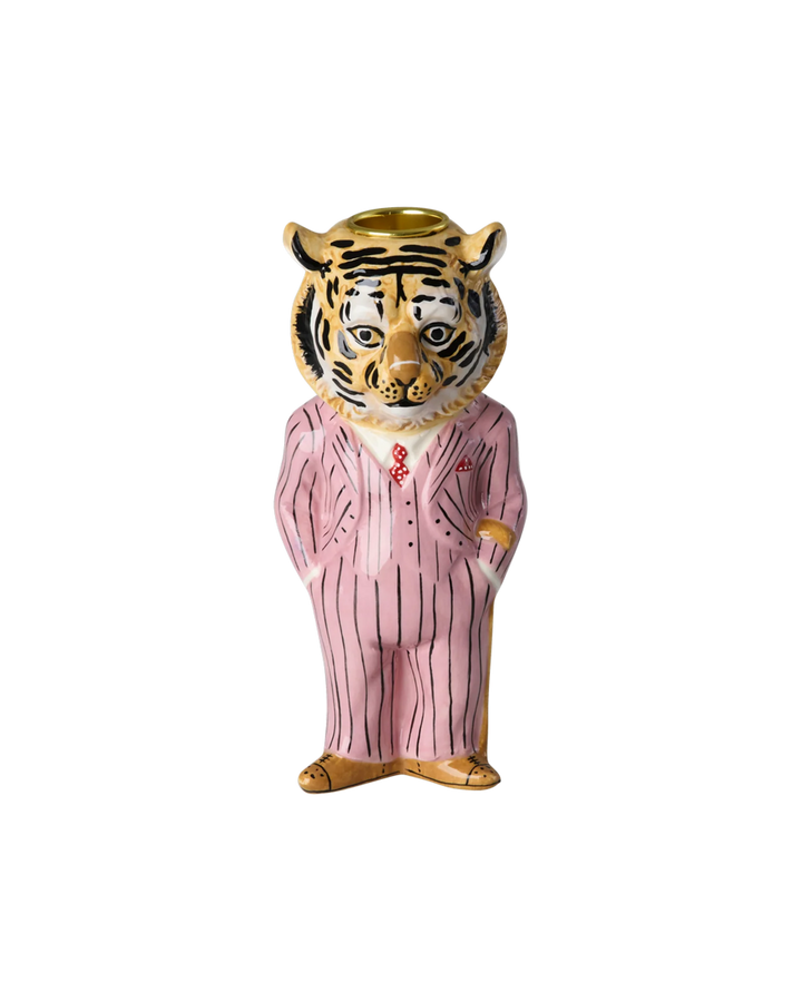 Rice - Tiger Ceramic Candle Holder - Pink - Nathalie Lété