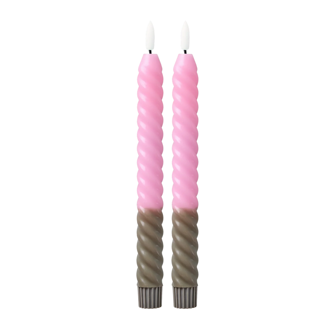 Rice - Candles - Pink/Dark Sand - 2-pack