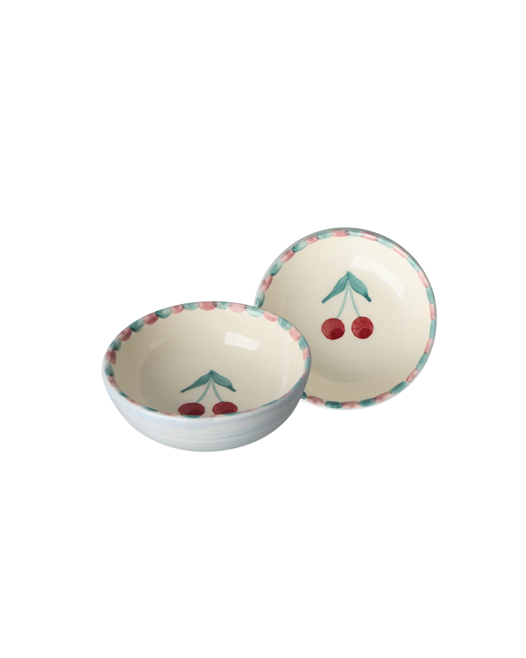 Rice - Small Ceramic Dipping Bowl - Blue/Cherries