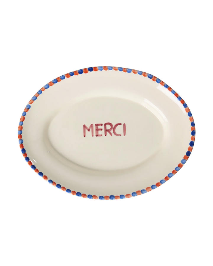 Rice - Mellem Keramik Serveringsfad - Off White - Hand-painted MERCI