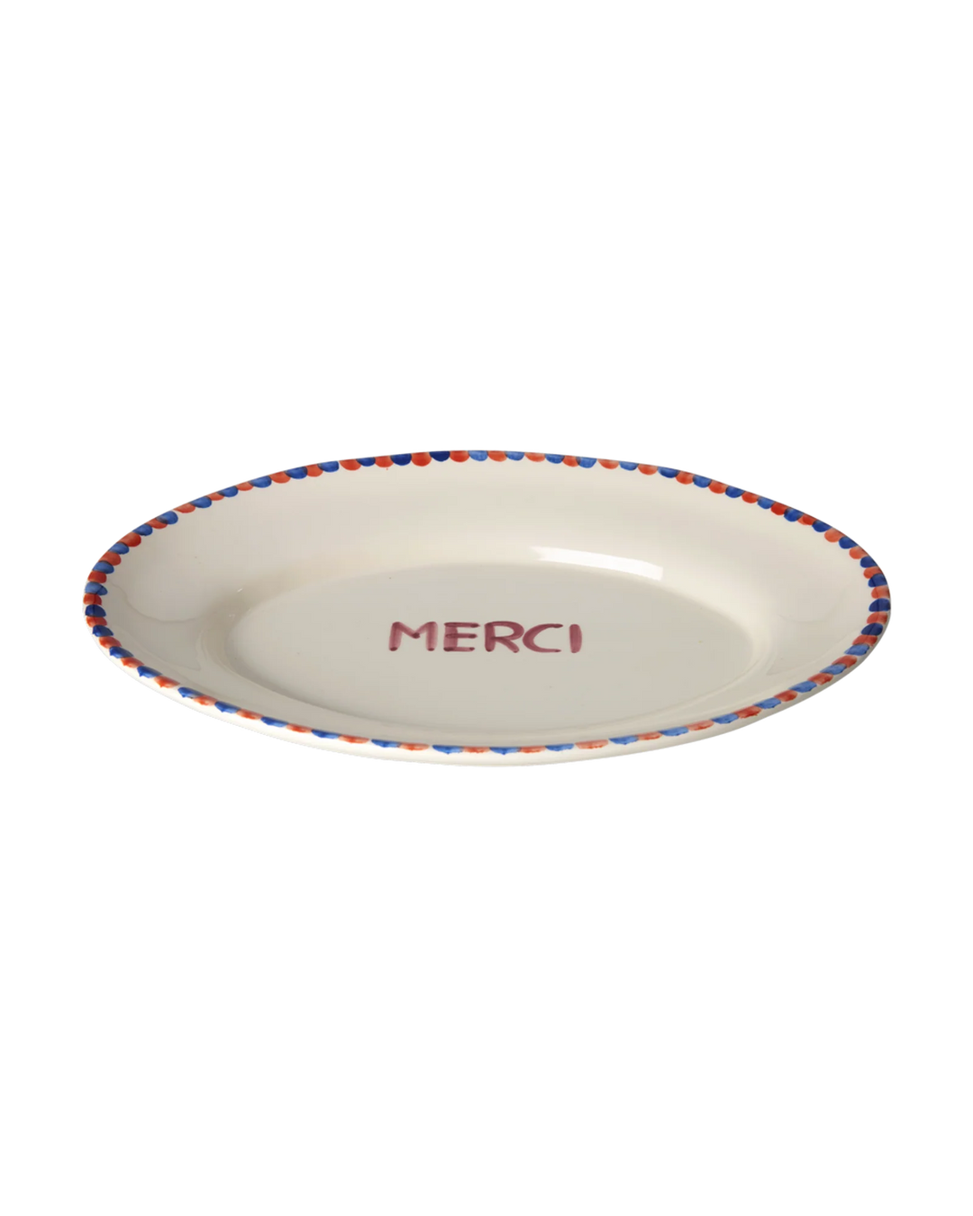 Rice - Mellem Keramik Serveringsfad - Off White - Hand-painted MERCI