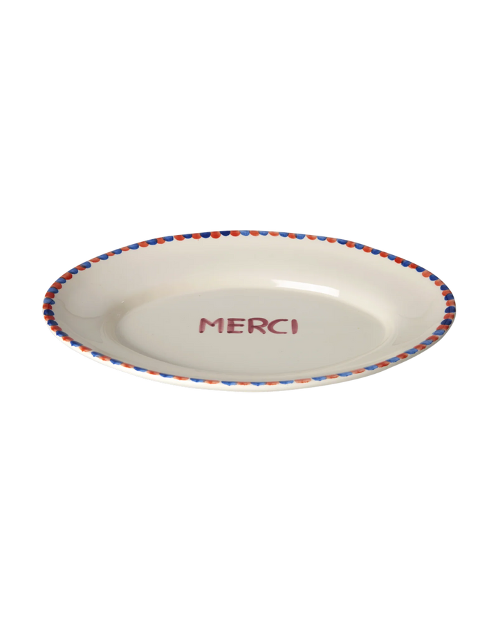 Rice - Mellem Keramik Serveringsfad - Off White - Hand-painted MERCI