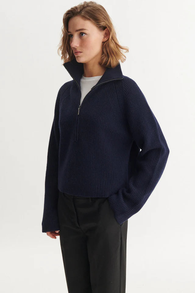 Basic Apparel - Cady Zip Sweater - Sky Captain