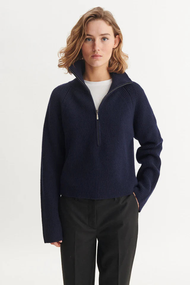 Basic Apparel - Cady Zip Sweater - Sky Captain