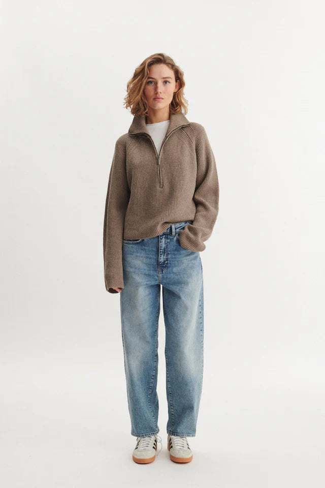 Basic Apparel - Cady Zip Cardigan - Greige