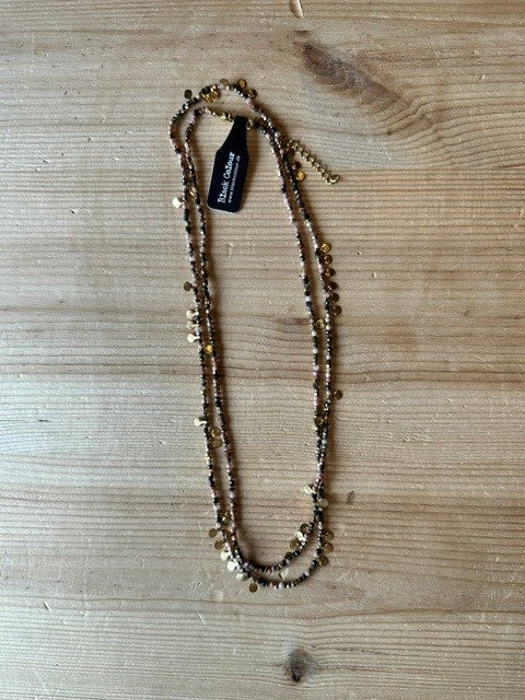 Black Colour - Celestine Necklace - Coffee mix - ONESIZE