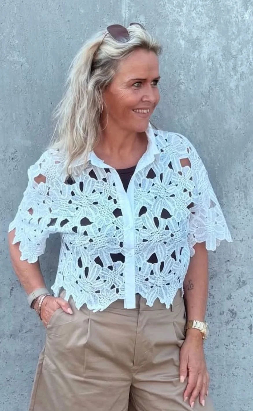 Tim og Simonsen - Cherry Lace Skjorte - White