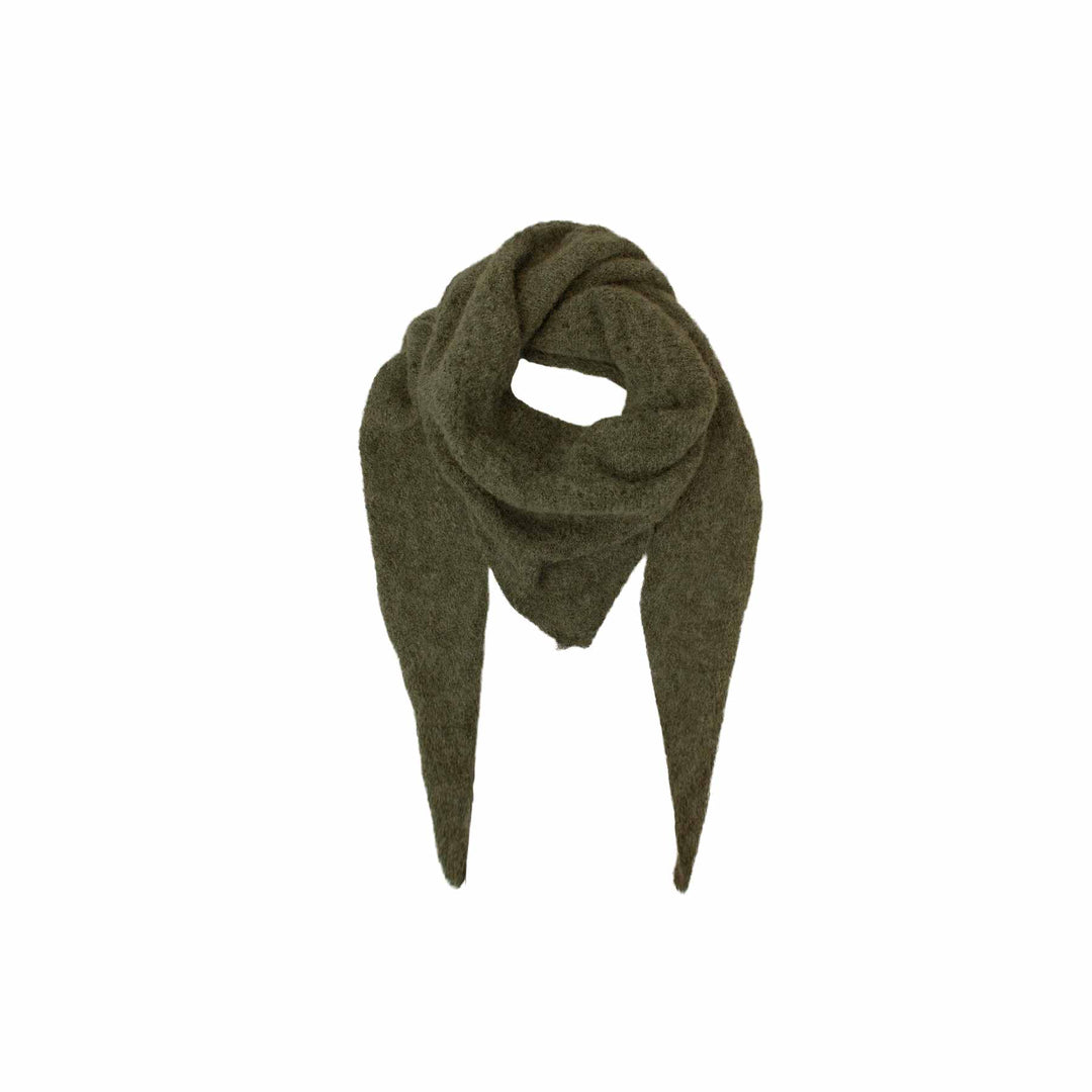 Black Colour - Dell Knitted Mini Scarf - Dk. Lime