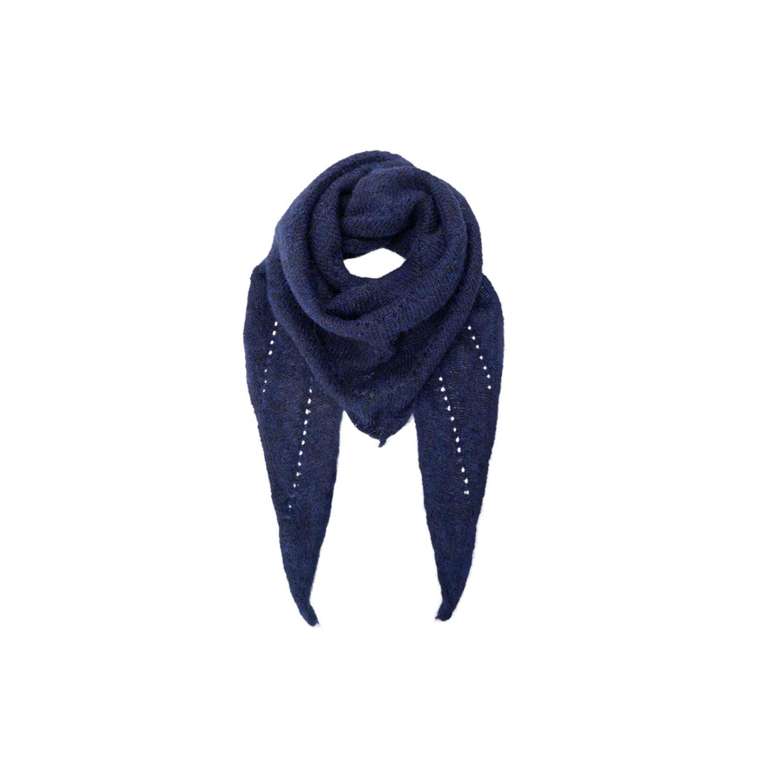 Black Colour - Dell Knitted Mini Scarf - Navy