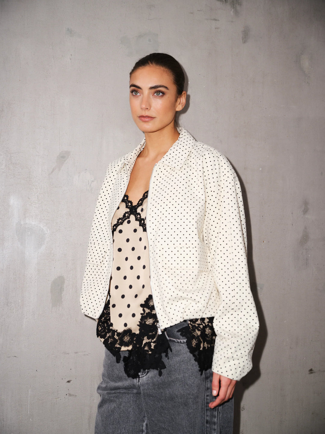 Gossia - Dove Jakke - Creme Black Dots