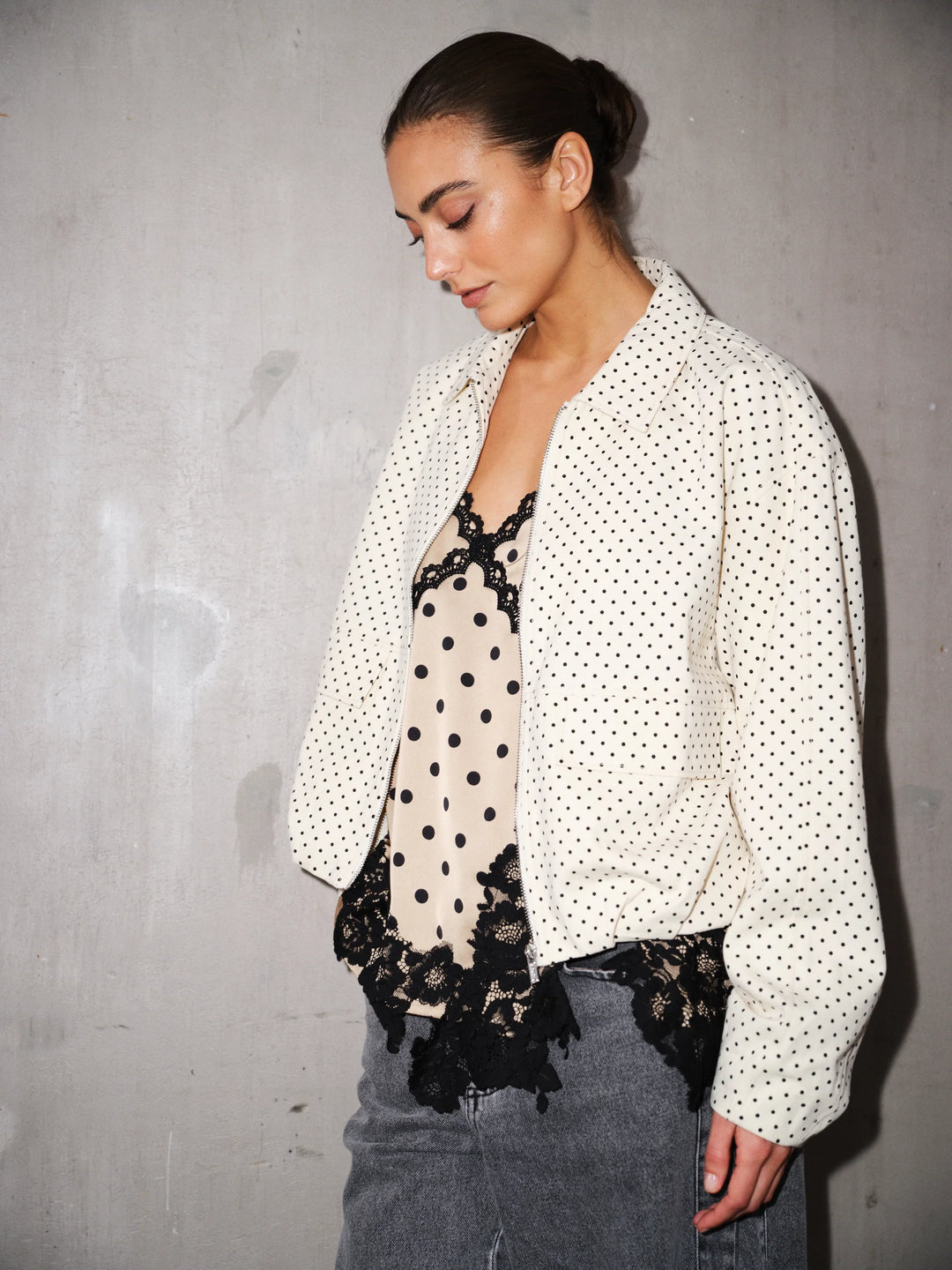 Gossia - Dove Jakke - Creme Black Dots