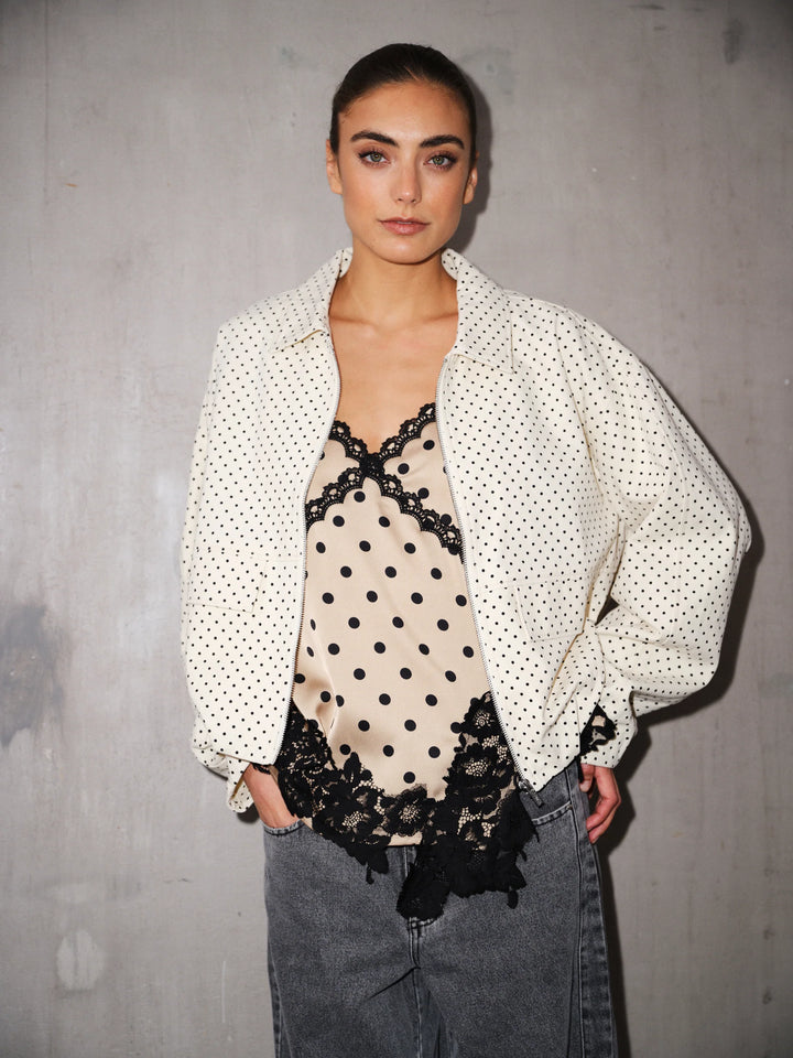 Gossia - Dove Jakke - Creme Black Dots