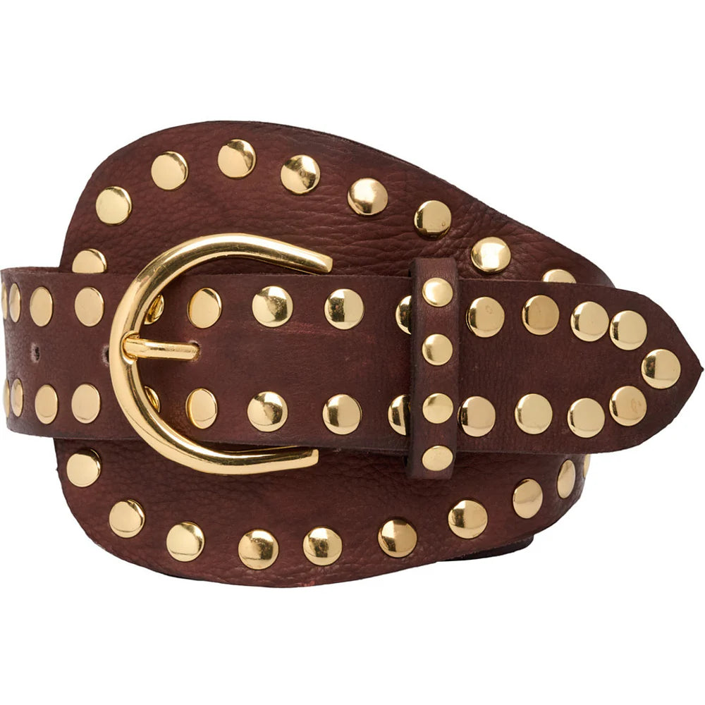 Tim &amp; Simonsen - Dunja Stud Belt - Chocolate-13-gold