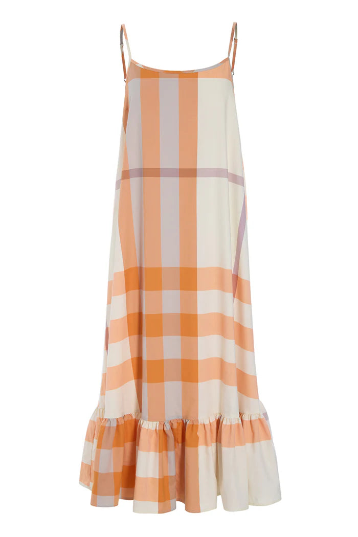 Hunkøn - Frankie kjole - Orange Checked