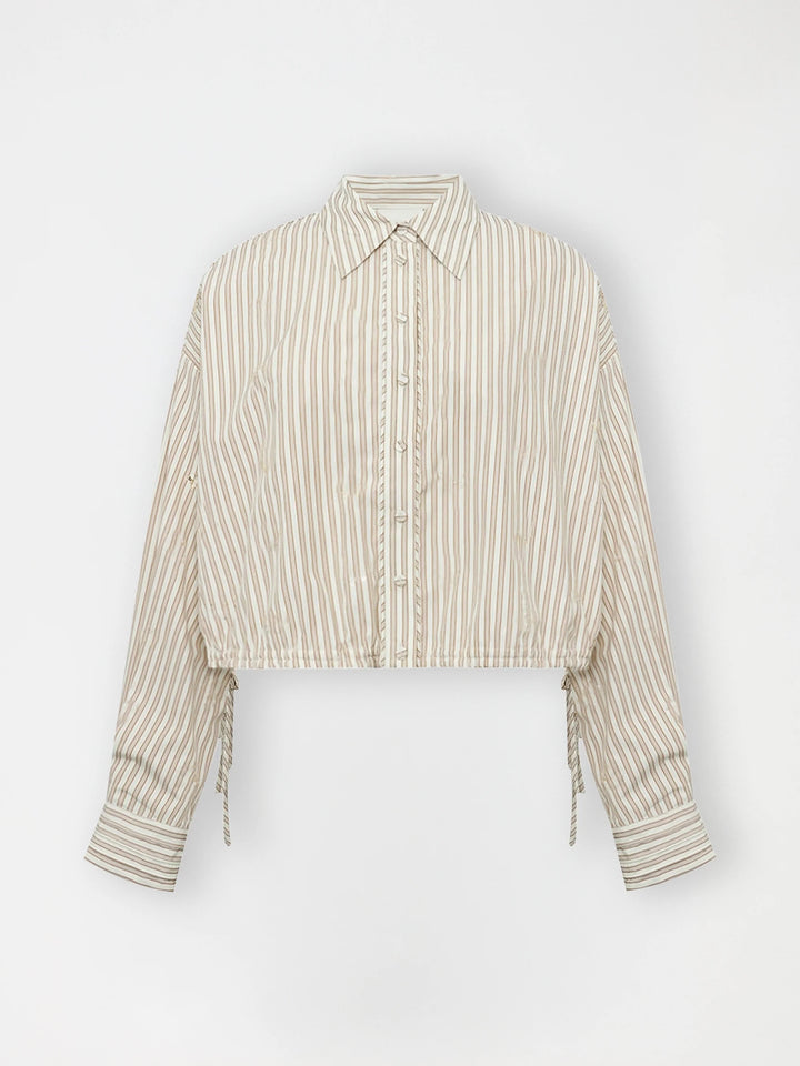 Gossia - GemmaGo Jo Skjorte - Creme Brown Stripes